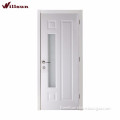 Modern interior door white primer glass insert solid wood design